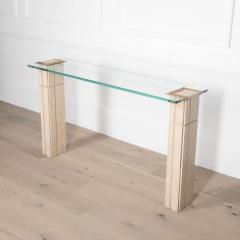 20th Century Glass and Travertine Console Table - 4226269