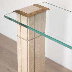 20th Century Glass and Travertine Console Table - 4226272