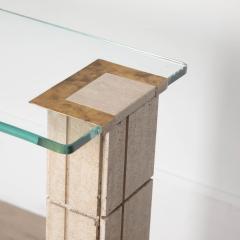 20th Century Glass and Travertine Console Table - 4226273