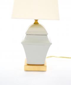 20th Century Gray Iridescent Porcelain Gilt Gold Painted Wood Base Table Lamps - 4086071