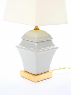 20th Century Gray Iridescent Porcelain Gilt Gold Painted Wood Base Table Lamps - 4086073