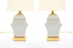 20th Century Gray Iridescent Porcelain Gilt Gold Painted Wood Base Table Lamps - 4086074