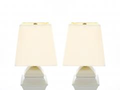 20th Century Gray Iridescent Porcelain Gilt Gold Painted Wood Base Table Lamps - 4086077