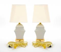 20th Century Gray Iridescent Porcelain Gilt Gold Painted Wood Base Table Lamps - 4086079