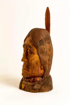 20th Century Hand Carved Wood Bust Native American Sculpture by Duane Hansen - 2508514