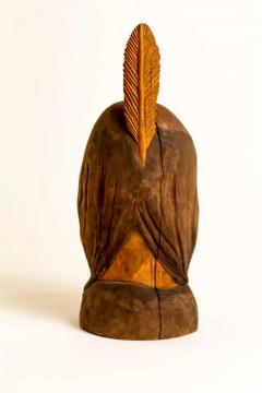 20th Century Hand Carved Wood Bust Native American Sculpture by Duane Hansen - 2508515