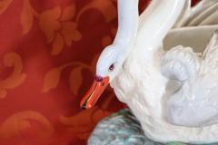 20th Century Hand Painted Ceramic Swan Centerpiece 1920s - 2232237