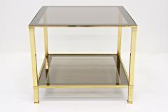 20th Century Hollywood Regency Brass Side End Table Smoked Glass IT ca 1970 - 3993989