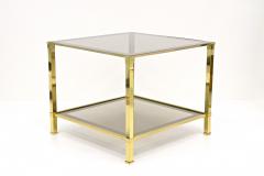 20th Century Hollywood Regency Brass Side Table Smoked Glass Plate IT ca 1970 - 4731146