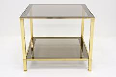 20th Century Hollywood Regency Brass Side Table Smoked Glass Plate IT ca 1970 - 4731148