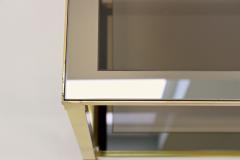 20th Century Hollywood Regency Brass Side Table Smoked Glass Plate IT ca 1970 - 4731151