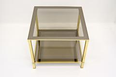 20th Century Hollywood Regency Brass Side Table Smoked Glass Plate IT ca 1970 - 4731152