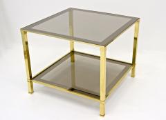 20th Century Hollywood Regency Brass Side Table Smoked Glass Plate IT ca 1970 - 4731154