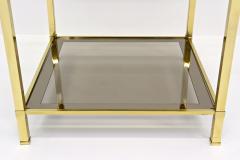 20th Century Hollywood Regency Brass Side Table Smoked Glass Plate IT ca 1970 - 4731156