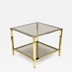 20th Century Hollywood Regency Brass Side Table Smoked Glass Plate IT ca 1970 - 4731209