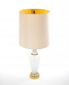 20th Century Hollywood Regency Opaline Glass and Gold Banded Table Lamps Pair - 4795903