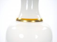 20th Century Hollywood Regency Opaline Glass and Gold Banded Table Lamps Pair - 4795907