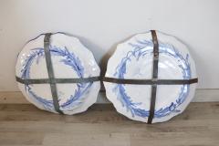 20th Century Italian Albisola Ceramic Set of Two Plates with Blue Decorations - 2478626