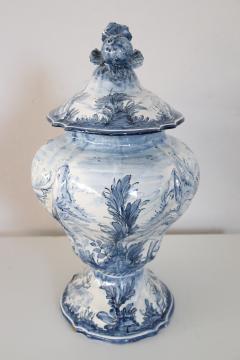 20th Century Italian Albisola Ceramic Vase with Blue Decorations by Alba Docilia - 2471307
