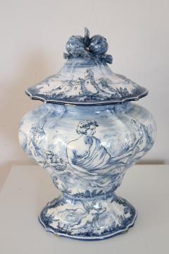 20th Century Italian Albisola Ceramic Vase with Blue Decorations by Alba Docilia - 2471309