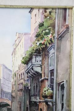 20th Century Italian Artist Watercolor Painting on Paper Venetian Landscape - 2409861