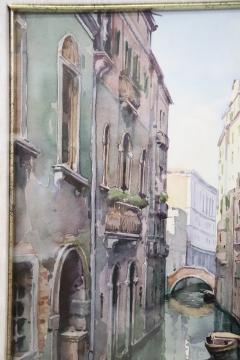 20th Century Italian Artist Watercolor Painting on Paper Venetian Landscape - 2409863