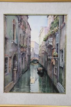 20th Century Italian Artist Watercolor Painting on Paper Venetian Landscape - 2409864