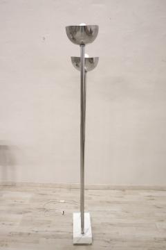 20th Century Italian Design Chrome and Marble Floor Lamp 1980s - 2910467