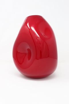 20th Century Italian Design Murano Artistic Glass Red Vase - 3712045
