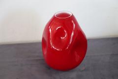 20th Century Italian Design Murano Artistic Glass Red Vase - 3712048