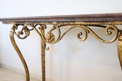 20th Century Italian Gilded Iron and Marble Top Console Table - 2678784