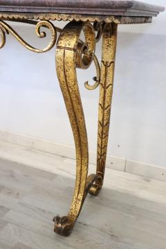 20th Century Italian Gilded Iron and Marble Top Console Table - 2678787