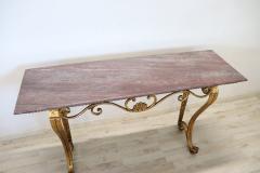 20th Century Italian Gilded Iron and Marble Top Console Table - 2678788