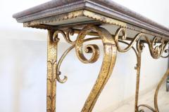 20th Century Italian Gilded Iron and Marble Top Console Table - 2678790