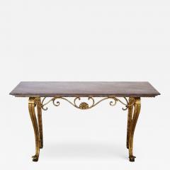 20th Century Italian Gilded Iron and Marble Top Console Table - 2678794