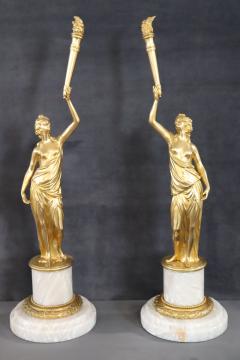 20th Century Italian Gilt Bronze Pair of Figures Sculptures - 3615257