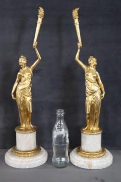 20th Century Italian Gilt Bronze Pair of Figures Sculptures - 3615260