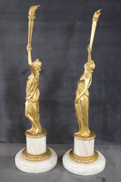 20th Century Italian Gilt Bronze Pair of Figures Sculptures - 3615265