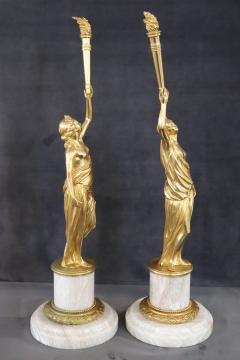 20th Century Italian Gilt Bronze Pair of Figures Sculptures - 3615267