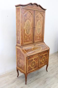 20th Century Italian Louis XV Style Inlaid Walnut Cabinet with Writing Desk - 2227581