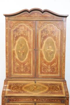 20th Century Italian Louis XV Style Inlaid Walnut Cabinet with Writing Desk - 2227585