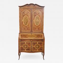 20th Century Italian Louis XV Style Inlaid Walnut Cabinet with Writing Desk - 2228981