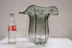 20th Century Italian Murano Artistic Glass Vase 1970s Transparent Smoked Glass - 2389074