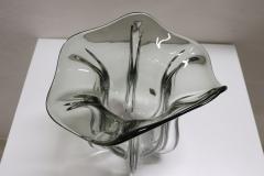 20th Century Italian Murano Artistic Glass Vase 1970s Transparent Smoked Glass - 2389075