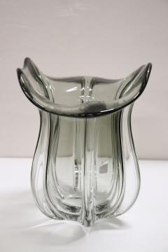 20th Century Italian Murano Artistic Glass Vase 1970s Transparent Smoked Glass - 2389077
