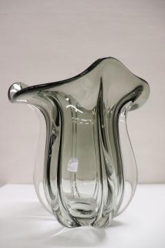 20th Century Italian Murano Artistic Glass Vase 1970s Transparent Smoked Glass - 2389080