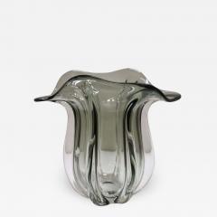 20th Century Italian Murano Artistic Glass Vase 1970s Transparent Smoked Glass - 2389956