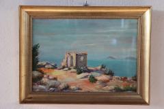 20th Century Italian Oil Painting on Board Cliff on the Sea - 4038456