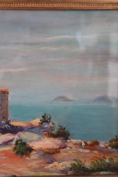 20th Century Italian Oil Painting on Board Cliff on the Sea - 4038457