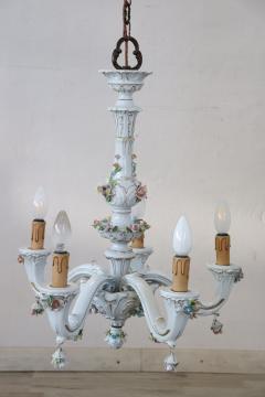 20th Century Italian Porcelain Chandelier Decorated with Flowers - 2333518